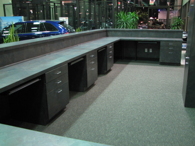 multiple work stations in commercial fine cabinetry in Austin, Texas.