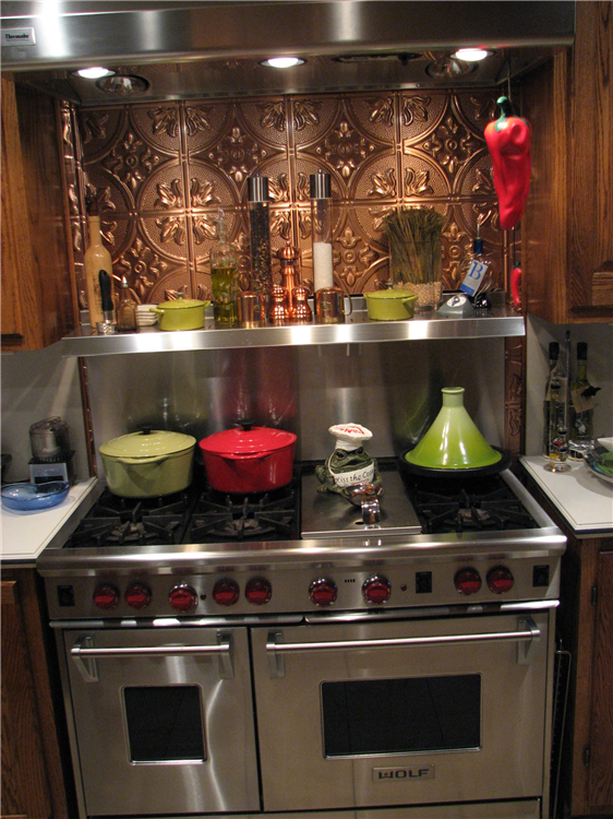 Stainless Steel with a Copper Back Splash