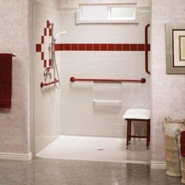 Wheelchair roll in shower designs