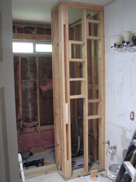 Framing for a new walk in shower